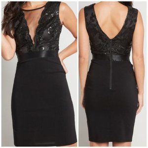 NWT Sold By Modcloth Center Stage Courageous Sequin Dress Size 4 Color Black